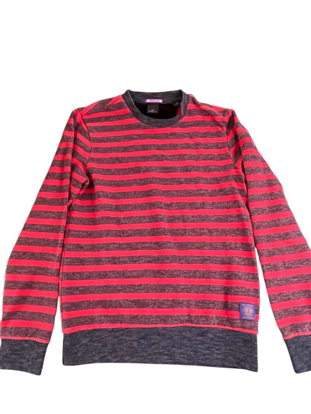 Scotch & Soda Mens Striped Crewneck Sweatshirt Red & Gray Size S